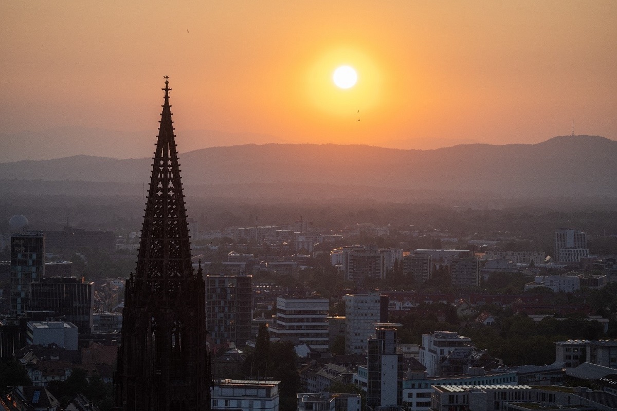 Freiburg Ansicht vom Schlossberg mit Münster in der Abendsonne