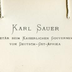 Visitenkarte Karl Sauer, 1901, SAF C3/241/2