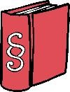 rotes Gesetzbuch mit Paragraph auf dem Buchrücken
