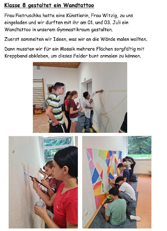 Wandtattoo an der Friedrich-Fröbel-Schule Kunstprojekt an der Friedrich-Fröbel-Schule