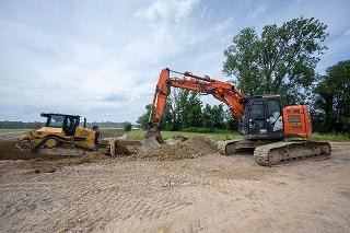 Bagger bei Bauarbeiten