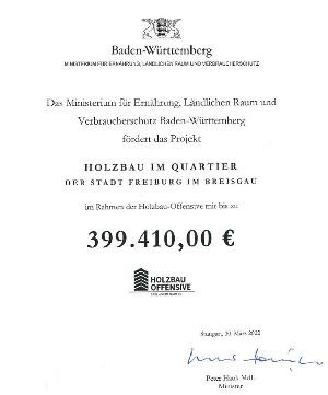 Urkunde des Ministeriums für Ernährung, Ländlichen Raum und Verbraucherschutz