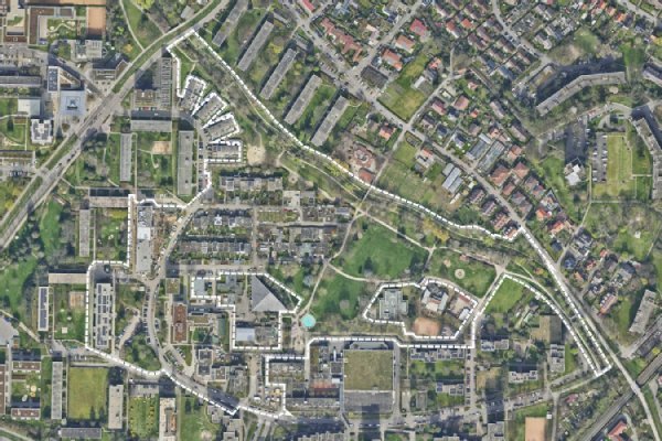 Luftbild vom Sanierungsgebiet Sulzburger Straße