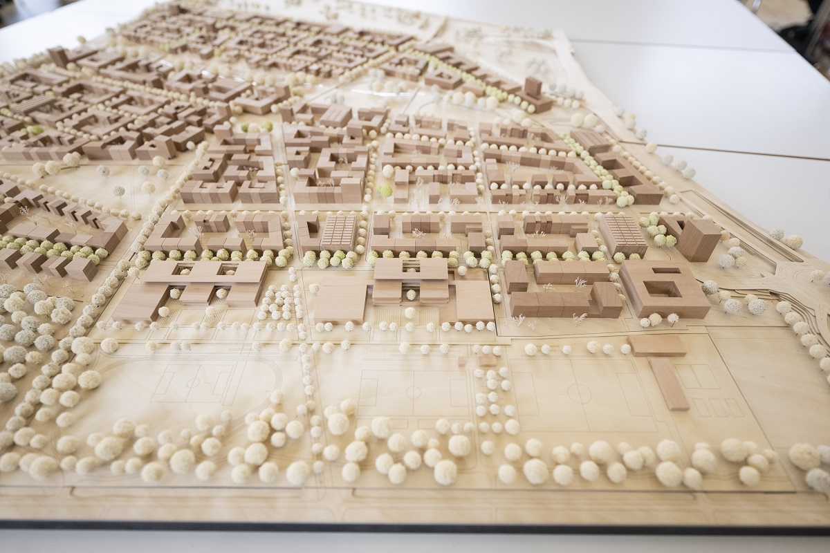 Holzmodell eines Stadtteils