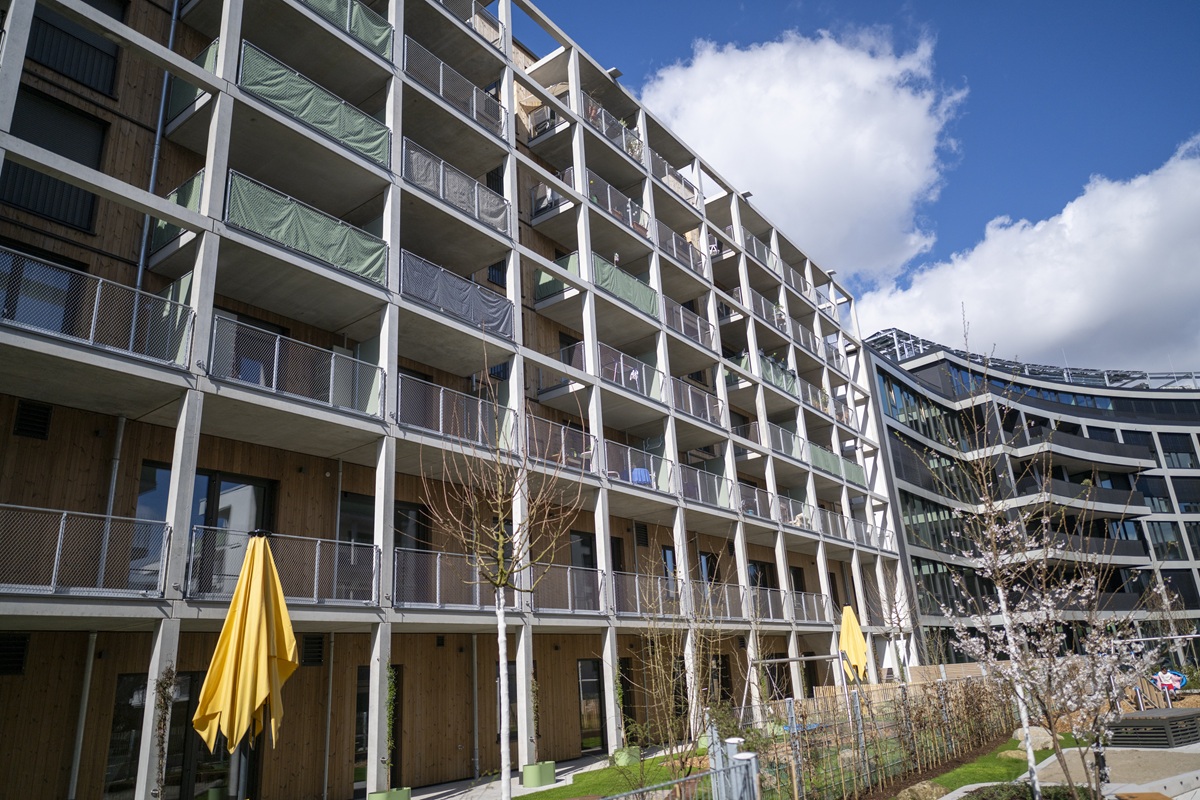 Die neuen Wohnungen und der Innenhof im Güterbahnhofsareal Nord.