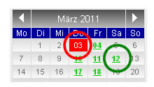 Legende Traukalender in verschiedenen Farben Legende Traukalender in verschiedenen Farben