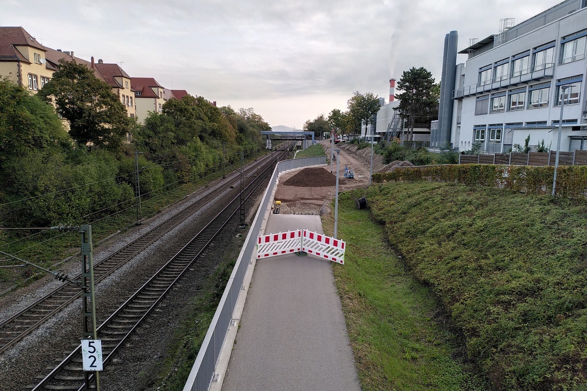 Lückenschluss Radweg FR2, der Güterbahnradweg (Bild: Stadt Freiburg, Stand der Arbeiten im Oktober 2022)