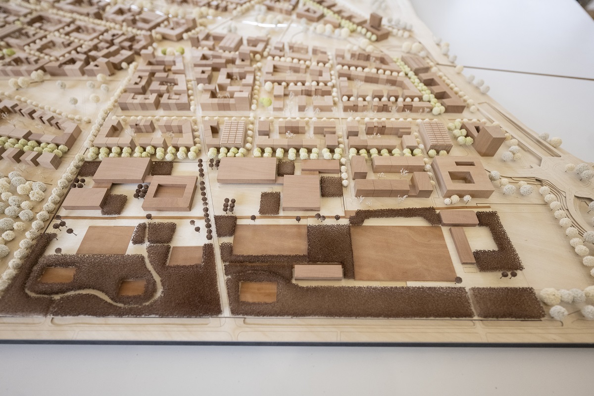 Holzmodell eines Stadtteils