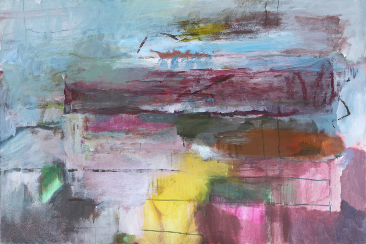 Das Werk "Frau Wenks Haus" aus dem Jahr 2009 von Susi Juvan, Acryl auf Leinwand.