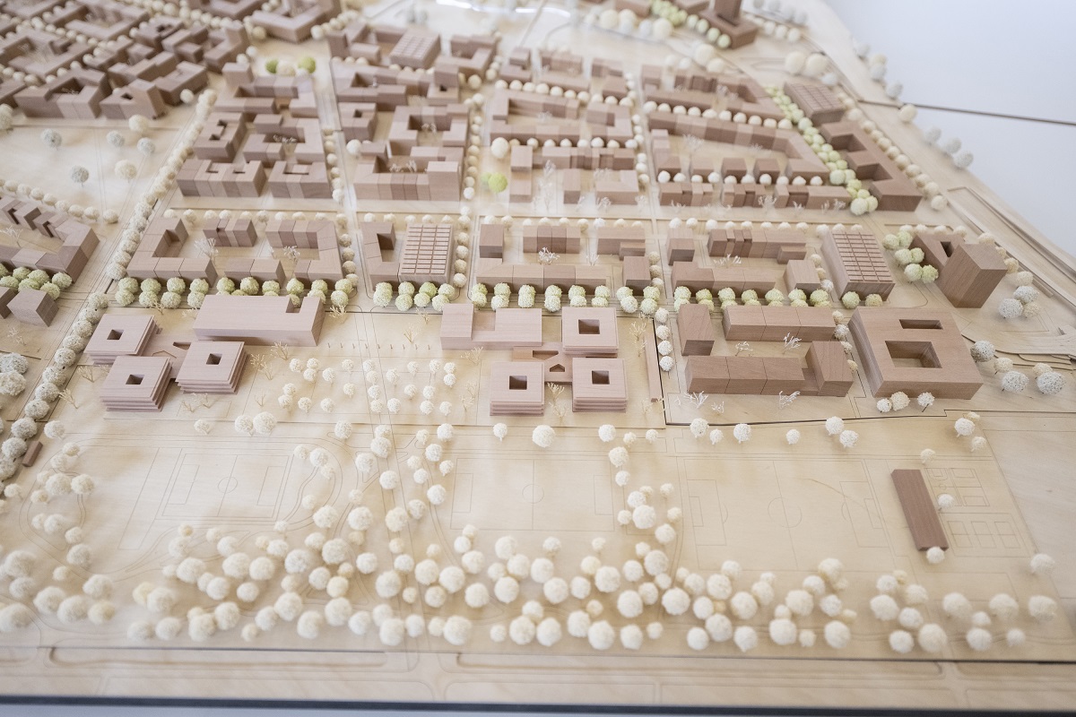 Holzmodell eines Stadtteils