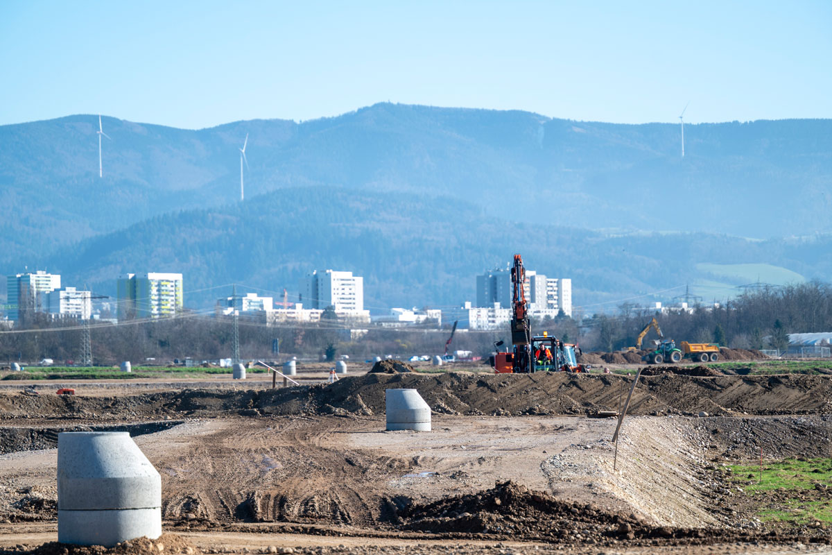 Kanalbauarbeiten im neuen Stadtteil Dietenbach