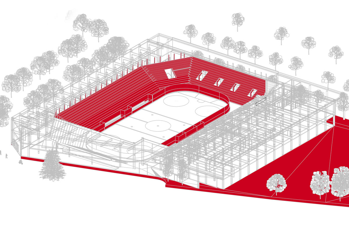 Bauplan des sanierten Eishockeystadions