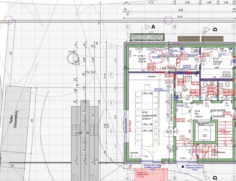 Ansicht EG Feuerwehr Verwaltung Bild OV Lehen