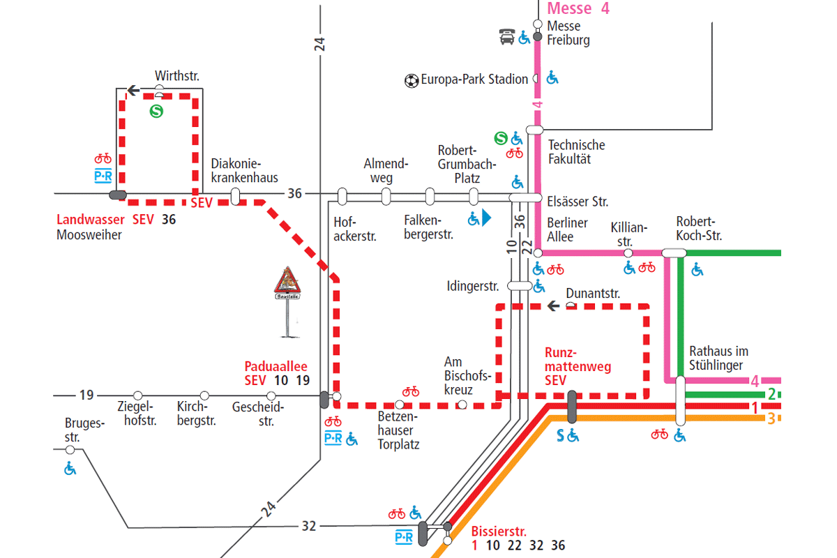 Lienienplan des Schienenersatzverkehres