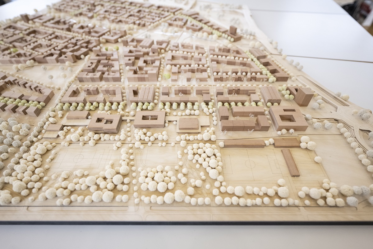 Holzmodell eines Stadtteils