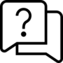 Icon zwei Sprechblasen, eine mit Fragezeichen