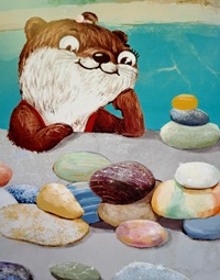 Buchauszug: Lotta betrachtet ihre Steinsammlung.