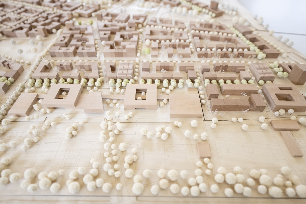 Holzmodell eines Stadtteils
