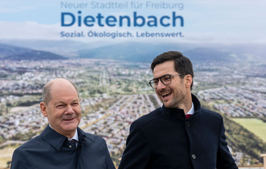 Große Ehre: Zum Auftakt der Erschließungsarbeiten für den neuen Stadtteil Dietenbach kommt Bundeskanzler Olaf Scholz nach Freiburg. Große Ehre: Zum Auftakt der Erschließungsarbeiten für den neuen Stadtteil Dietenbach kommt Bundeskanzler Olaf Scholz nach Freiburg.