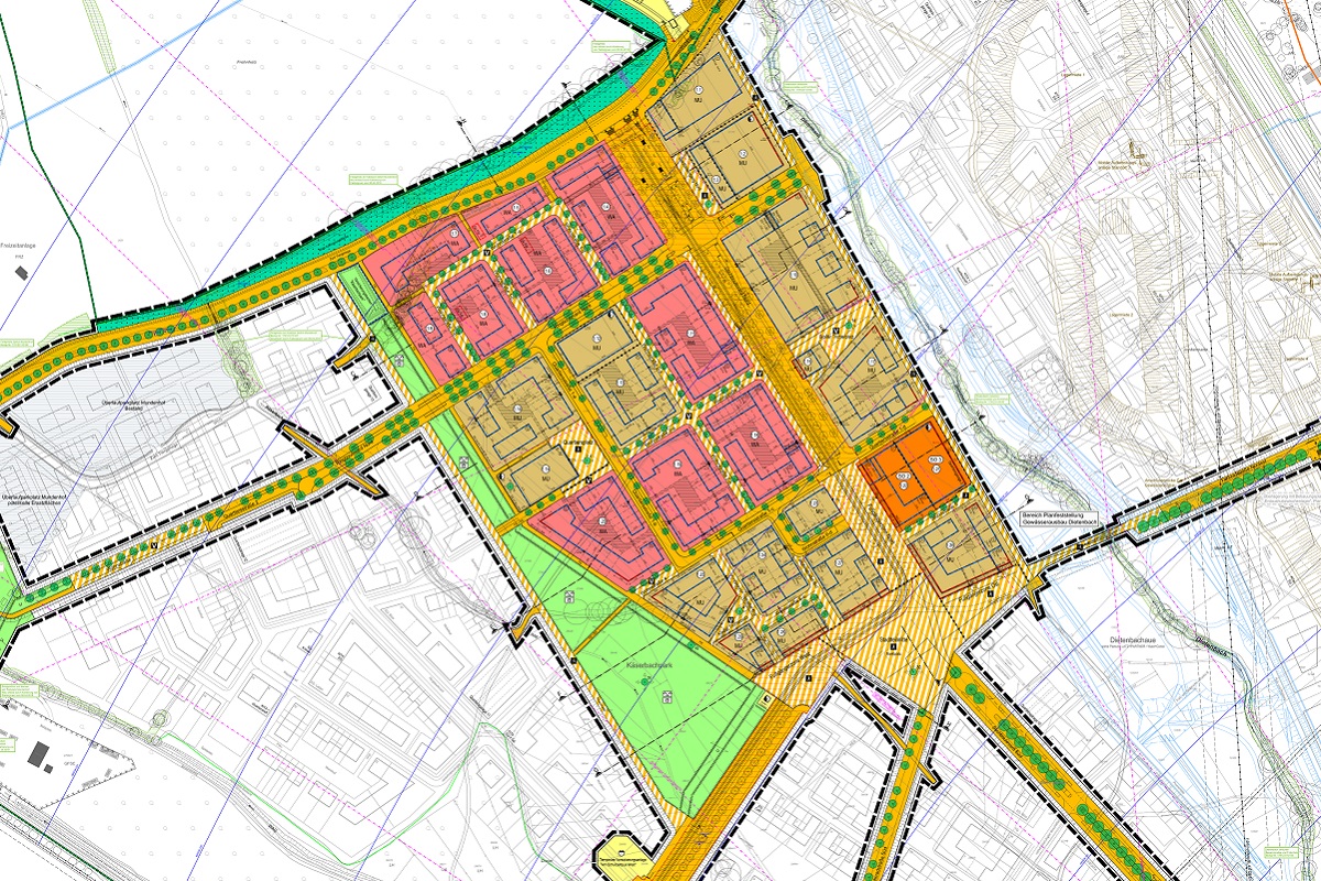 Planzeichnung eines Stadtviertels