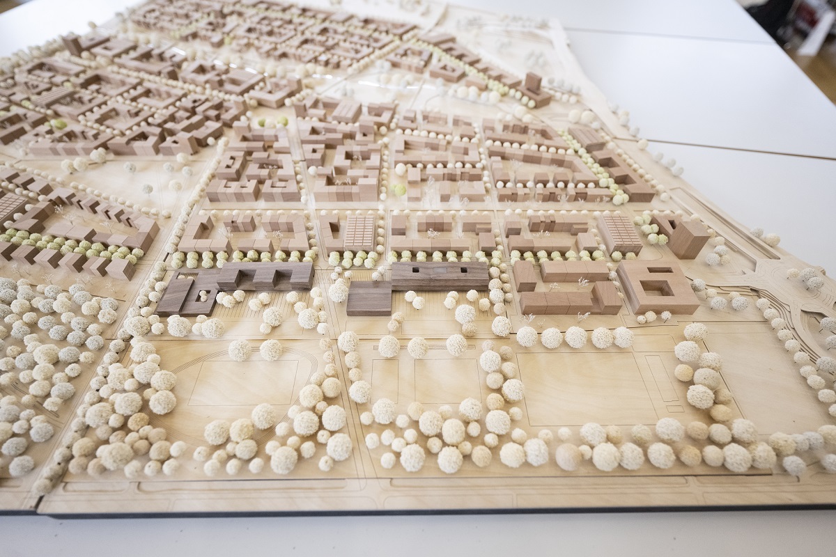 Holzmodell eines Stadtteils