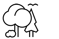 Icon: Bäume, Busch und Vogel