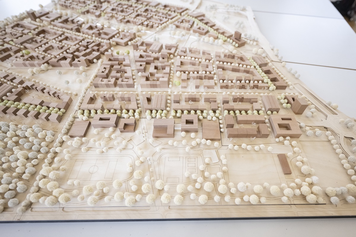 Holzmodell eines Stadtteils