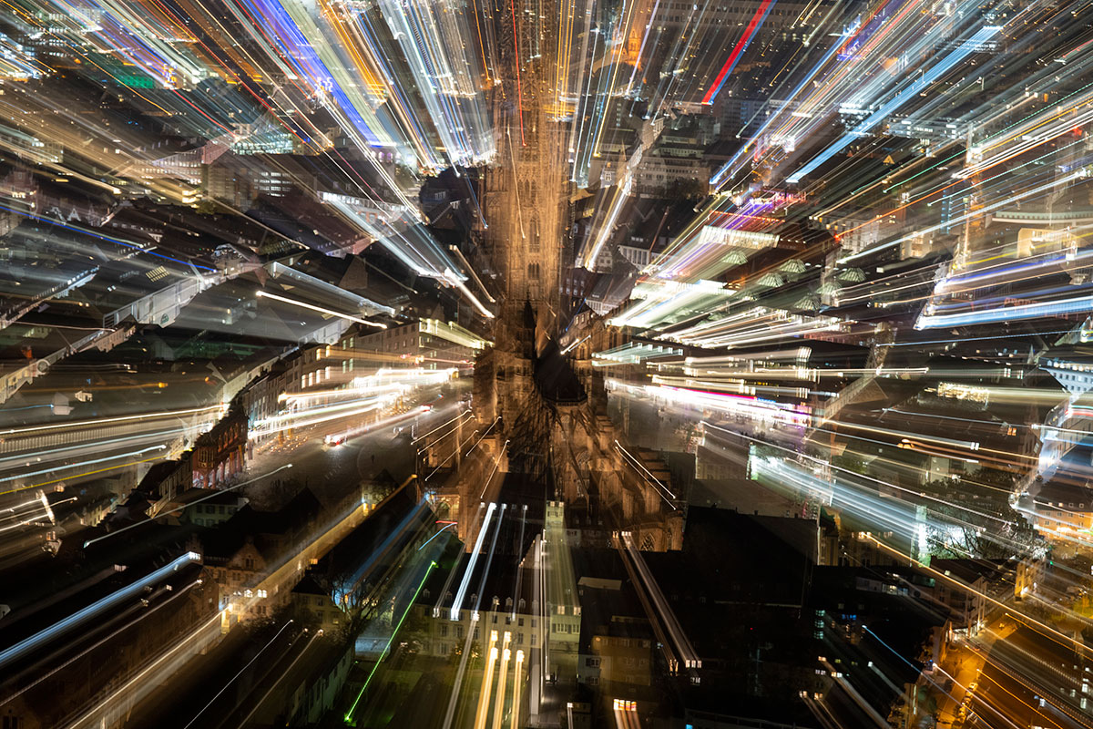 Lichteffekte rund um das Freiburger Münster