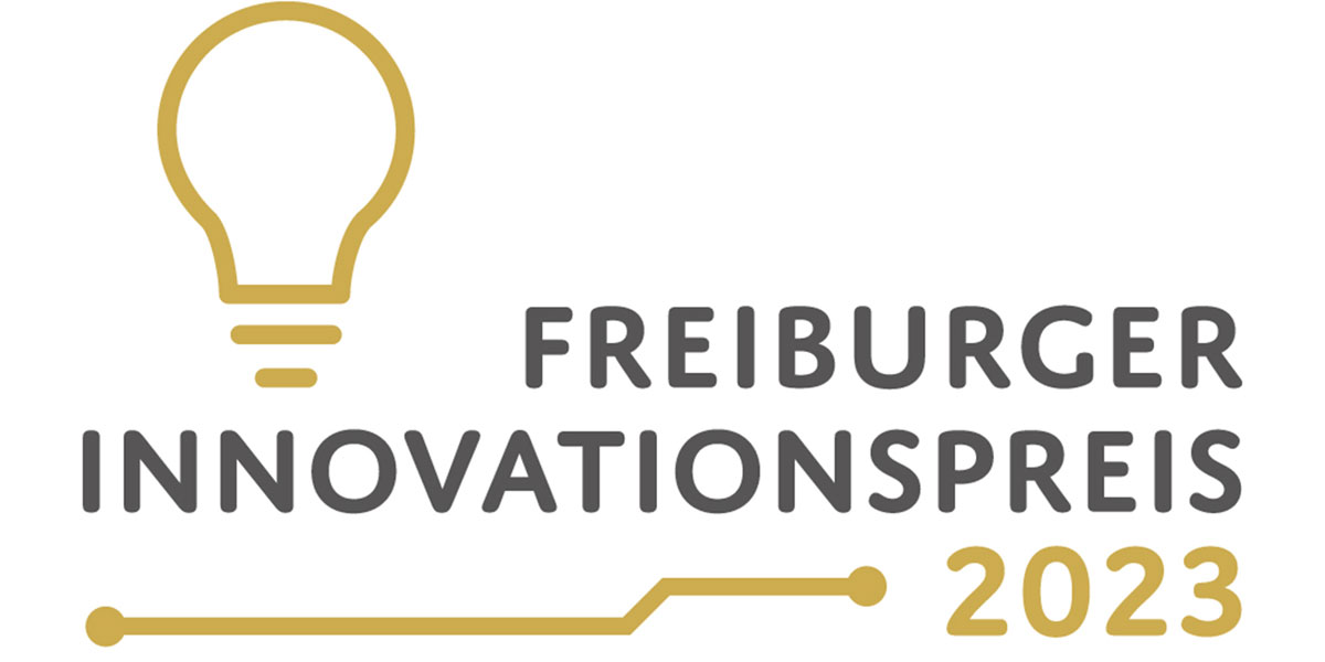Logo: Stilisierte Glühbirne und Schriftzug Freiburger Innovationspreis