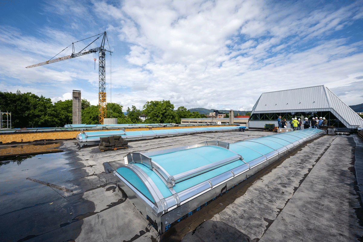 Dach einer Sporthalle