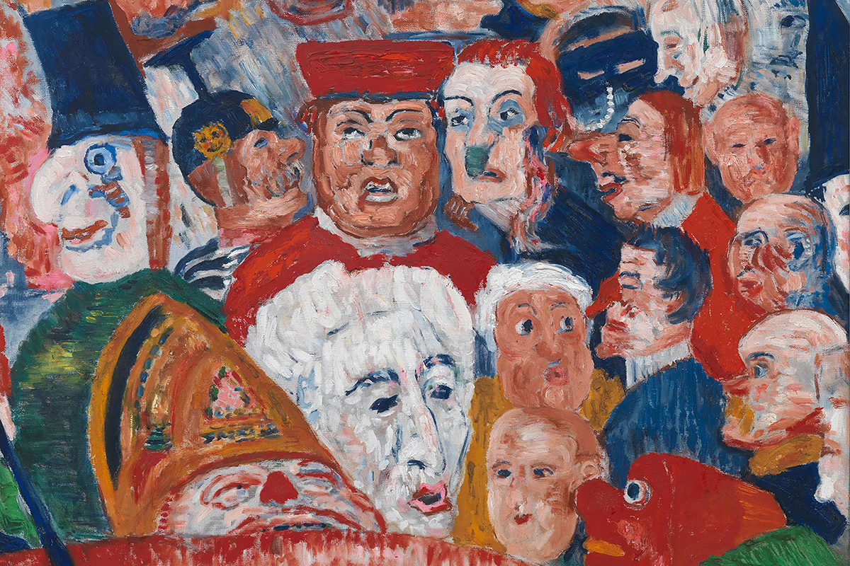Ölbild: Gruppe von Individuen mit unterschiedlichen Gesichtsausdrücken