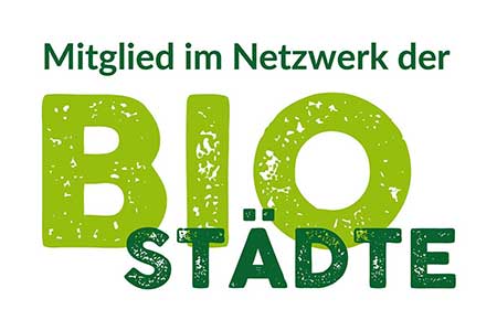 Logo mit Schriftzug "Mitglied im Netzwerk der BIO-Städte"
