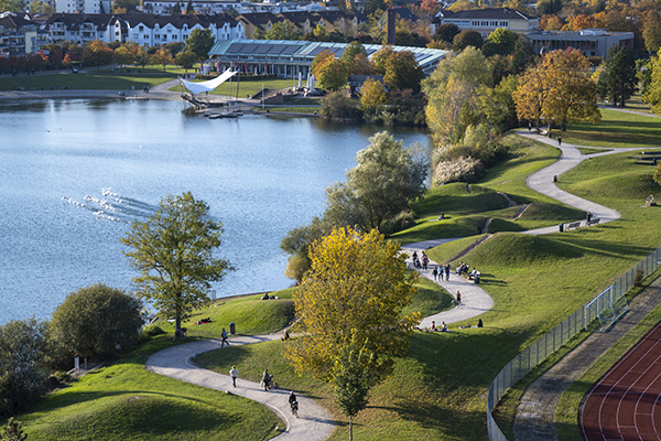 Blick vom Seepark Turm auf den Seepark