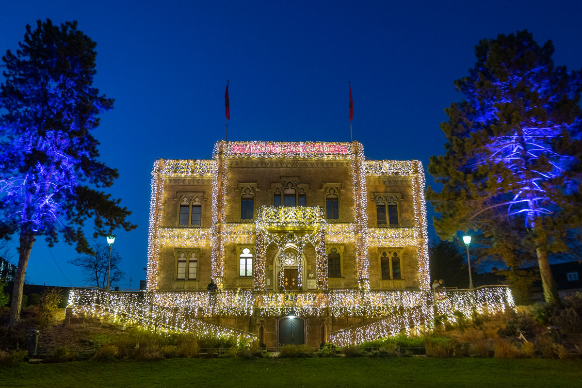 Colombischlössle mit Lichterketten