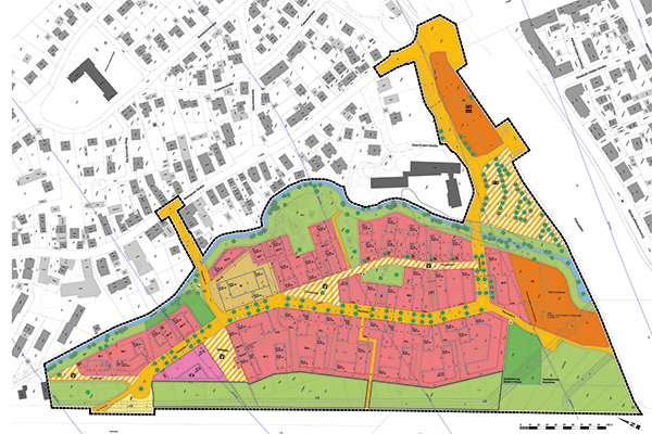 Plan eines Baugebiets