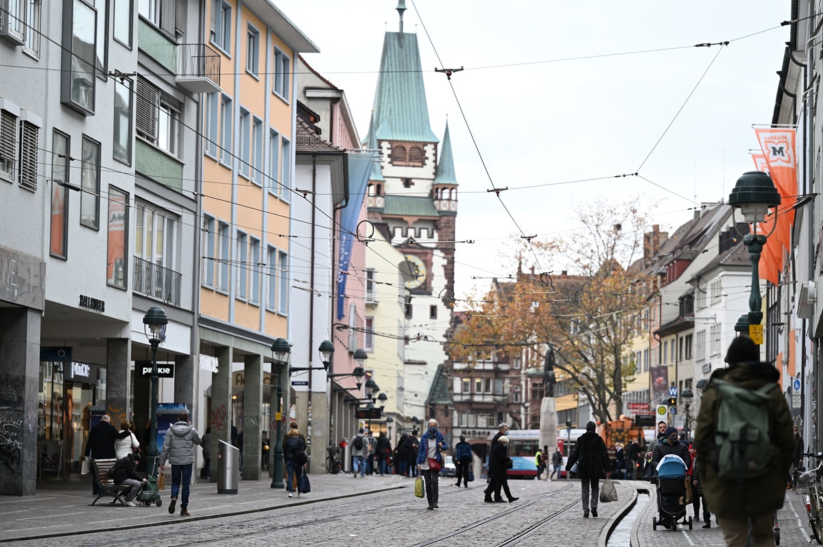 Die Freiburger Innenstadt rund um den Bertoldsbrunnen.