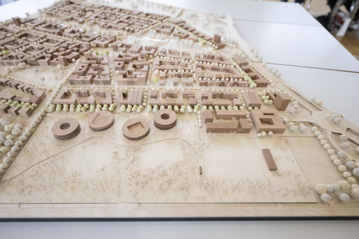 Holzmodell eines Stadtteils