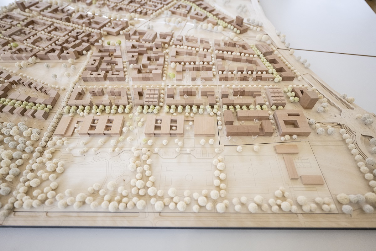 Holzmodell eines Stadtteils