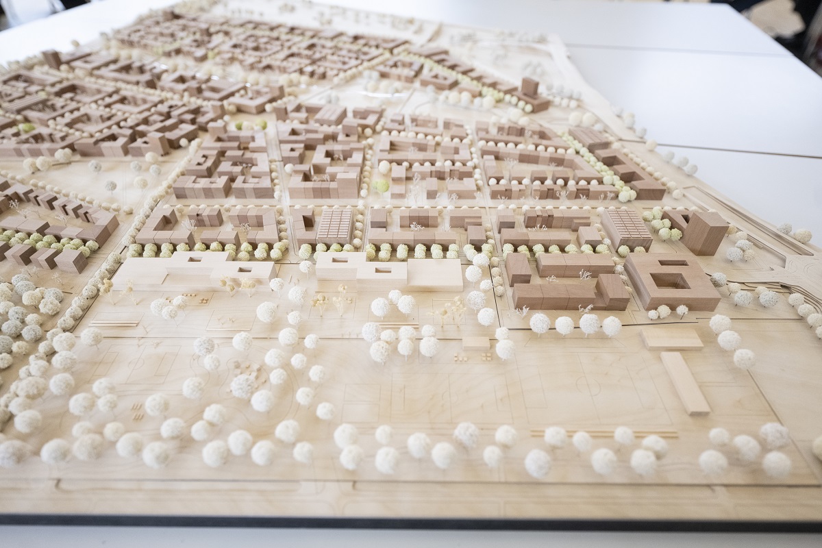 Holzmodell eines Stadtteils