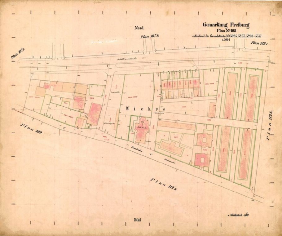 Gemarkungsatlas Knopfhäusle, 1900, Bearbeitungszeitraum 1882-1899 Kopie des Gemarkungsplans Knopfhaeusle um 1900 auf gelbem Papier