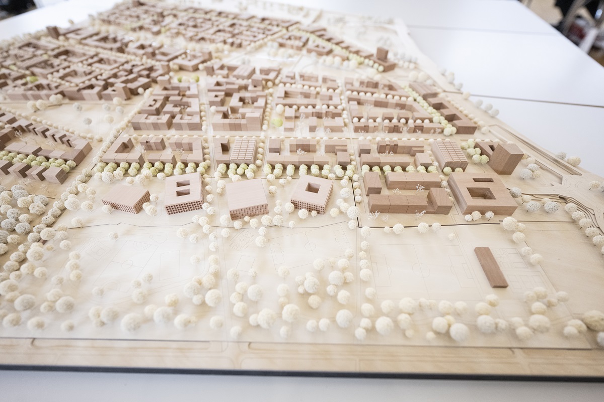 Holzmodell eines Stadtteils