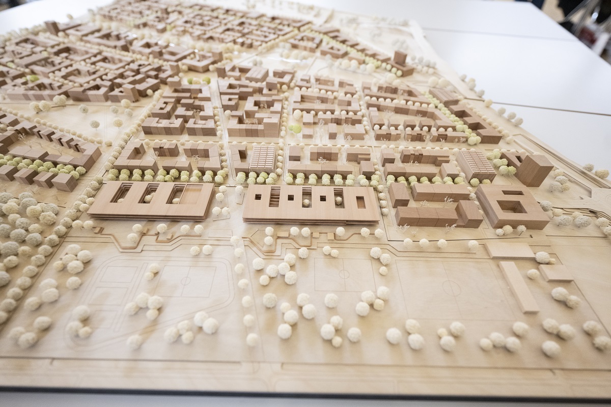 Holzmodell eines Stadtteils