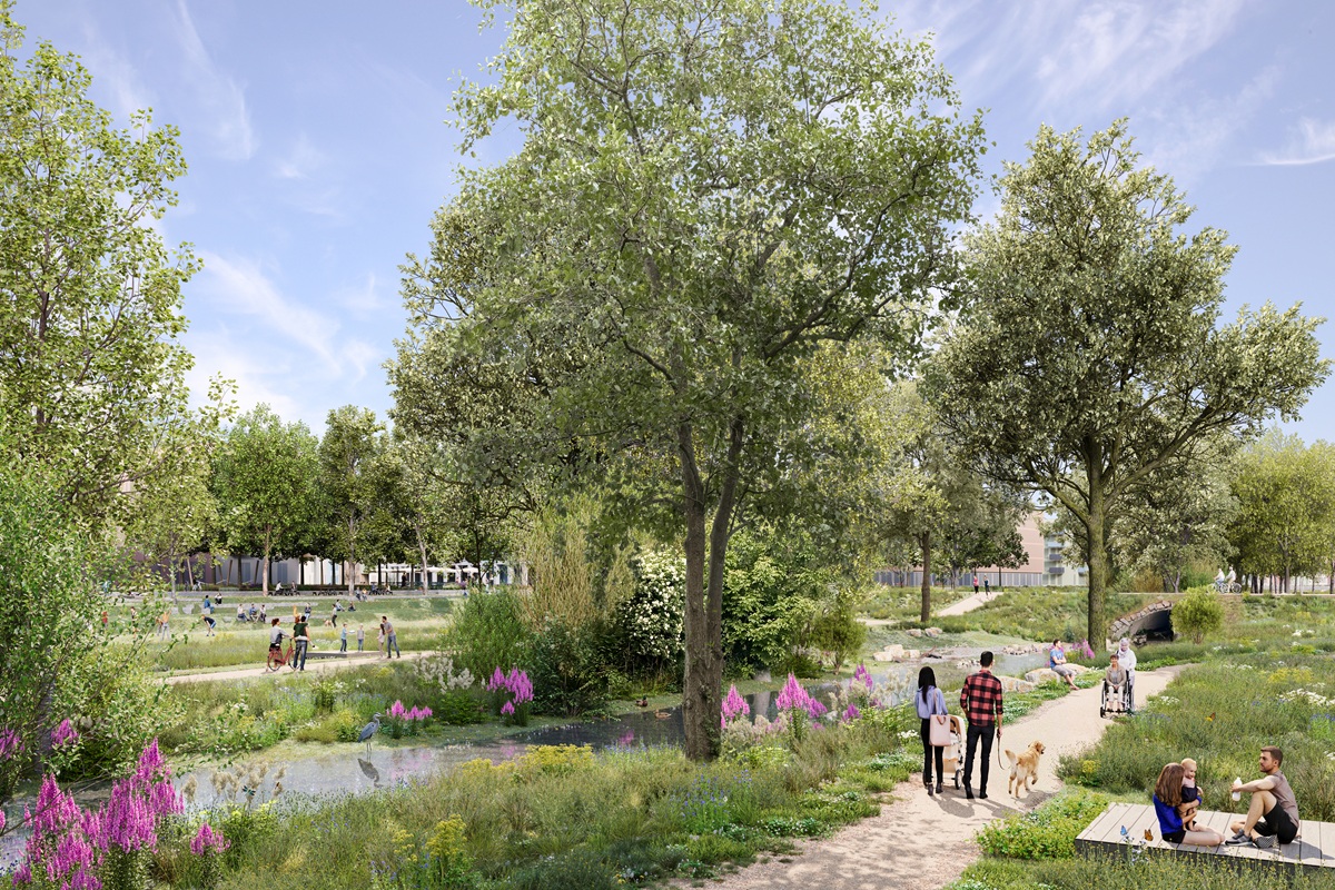 Visualisierung von Link3D des neuen Dietenbachparks.