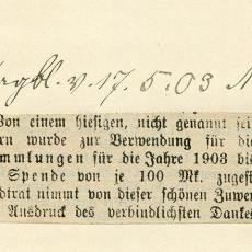 Ausschnitt Freiburger Tageblatt, 17.05.1903, SAF C3/241/2