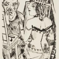 Max Beckmanns "Garderobe" aus dem Jahr 1921. Zu sehen sind ein Mann und eine Frau vor dem Spiegel sitzend.