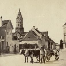 Fotografie von Gottlieb Theodor Hase, das den Blick vom Nordende der Kaiserstraße zeigt, entstanden vor 1874