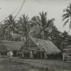 Samoaner beim Hausbau, Samoa, um 1900, Sammlung Adolf Vollbrandt