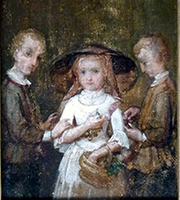 Porträt der Geschwister Karl, Max und Elise Günther um etwa 1859